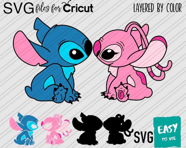 Engel und Charakter lieben Kuss SVG, Cricut SVG, Clipart, Layered SVG, Dateien für Cricut, Cut Dateien, Silhouette, T-Shirt SVG png Bild 1