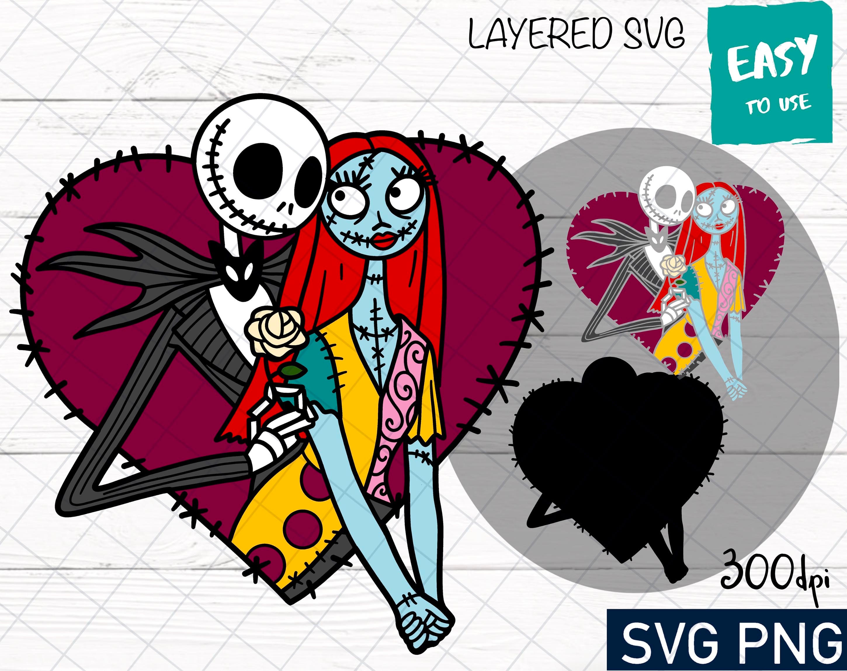 Jack and Sally SVG Cricut Svg Clipart Layered SVG Files - Etsy