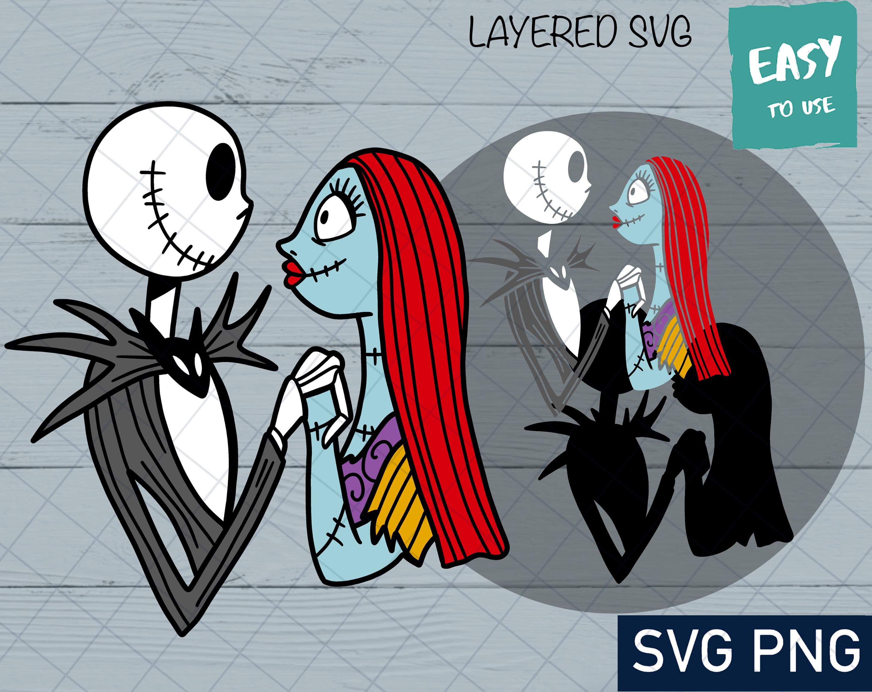 238+ Jack And Sally Silhouette Svg