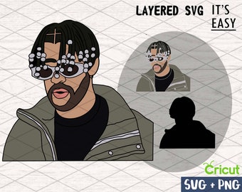 Bad Bunny SVG, Cricut svg, Clipart, Layered SVG, Files for Cricut, Cut files, T Shirt svg, Silhouette