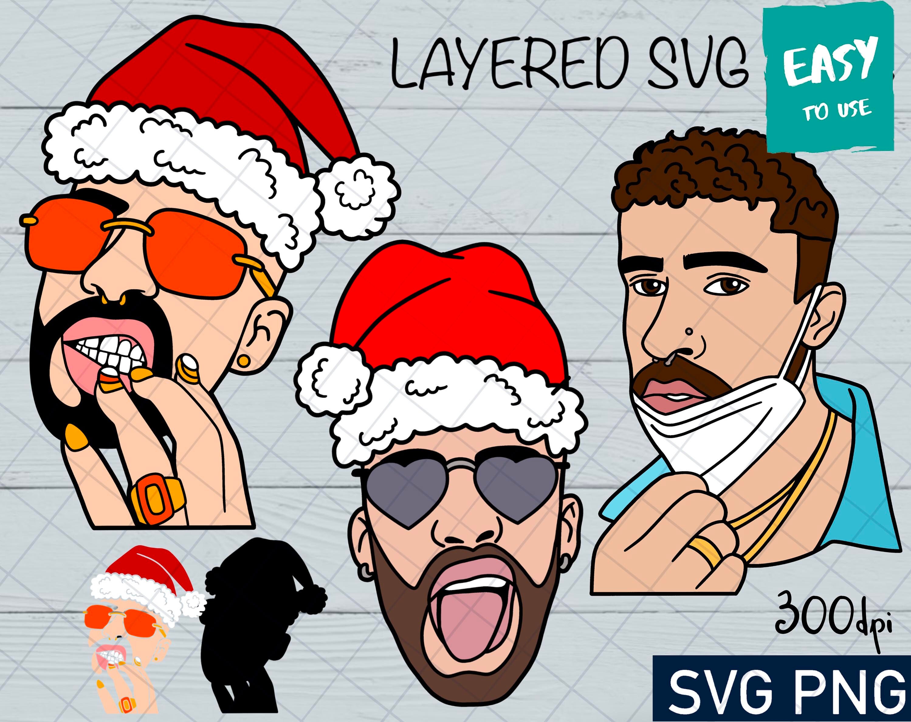 Download Christmas Bad Bunny Svg Cricut Svg Clipart Layered Svg Etsy