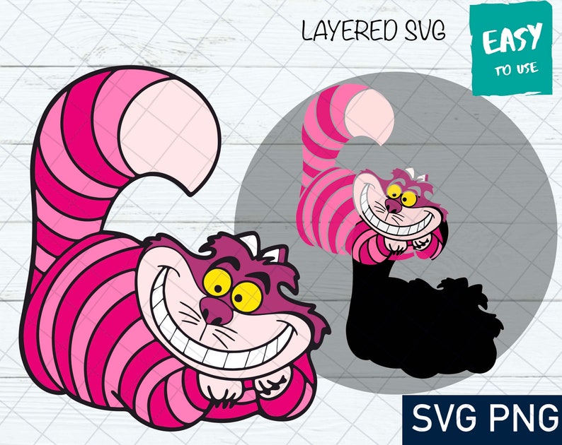 Cheshire Cat SVG Cricut Svg Clipart Layered SVG Files for | Etsy