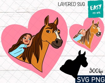 Horse Lucky Heart SVG, Cricut svg, Clipart, Layered SVG, Files for Cricut, Cut files, Silhouette, Print Spirit