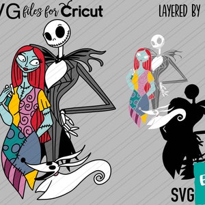 Jack und Sally SVG, Cricut SVG, Clipart, Layered SVG, Dateien für Cricut, Weihnachtssvg, Schnittdateien, Silhouette, T-Shirt-Svg-Png, Nightmare-Png