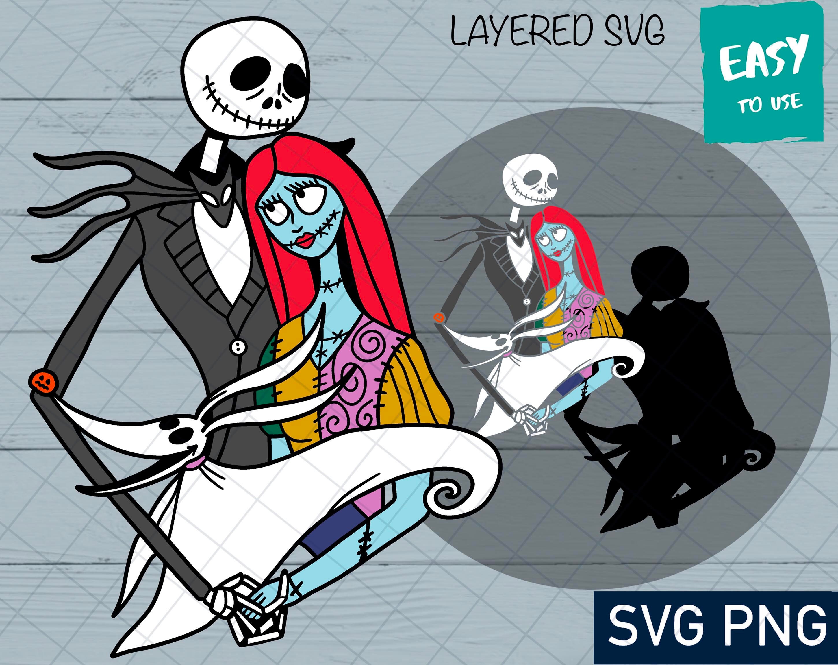 Jack and Sally SVG Cricut svg Clipart Layered SVG Files | Etsy