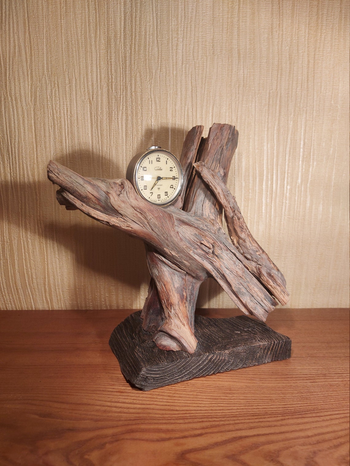 Unique Driftwood Mantel Clock Rustic Mantel Clock Old Wooden Etsy