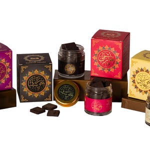 Yemeni Oud Bakhoor Gift Set | 40g x 4 jars of Arabic Incense Bricks | Vegan Scents Ideal for Islamic Gifting, Aromatic Ambiance & Relaxation