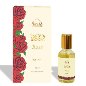 Dukhni Rose Attar | Arabic perfume oil for men & women | 30ml floral oud roll-on | Vegan, non-alcoholic | Eid, Umrah, Ramadan gift