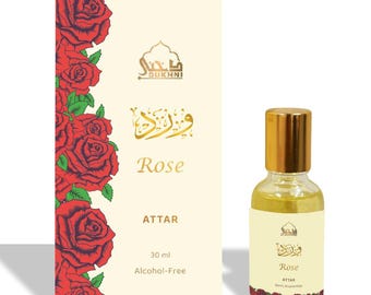 Dukhni Rose Attar | Arabic perfume oil for men & women | 30ml floral oud roll-on | Vegan, non-alcoholic | Eid, Umrah, Ramadan gift