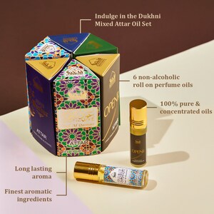 Arabic Attar Perfume Oil Fragrance Gift Set for Men & Women, 6 Scents ...