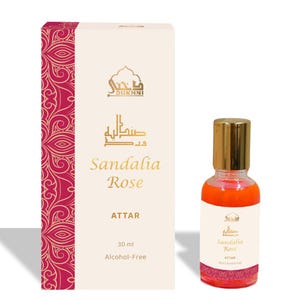 Dukhni Sandalia Rose Attar | Long-lasting, non-alcoholic roll-on perfume oil for men and women | Vegan | 30ml | Rose and sandalwood