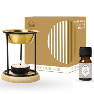 Dukhni Classic Essential Oil Burner| Oil Diffuser with Candle | Aromatherapy Essential Oil Diffuser| Brass Burner
