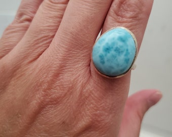 Larimar Ring Sterling Silver 925 Size 8