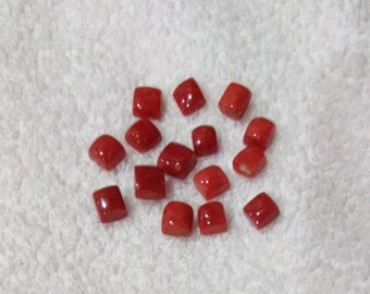 6 MM To 7 MM SQUARE !! Italian Red Coral Loose Square Shape Cabochon. Coral For Jewelry.....