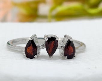 Garnet Ring 925 Silver January Birthstone Stacking Gifts For Her