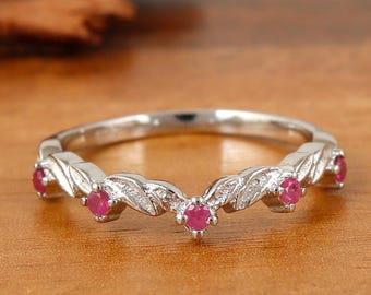 Natural Ruby Ring-925 Sterling Silver-July Birthstone -Ruby Stackable Jewelry-Anniversary Gift