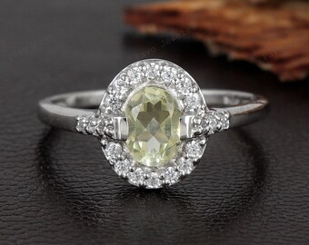 Anillo de plata de ley, gema de circonita cúbica hecha a mano, joyería de piedra verde y oro