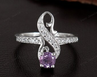 Amethyst Sterling Silver Ring: February Birthstone, Handmade Jewelry