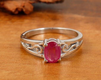 Handmade Ruby Gemstone Ring Sterling Silver July Birthstone