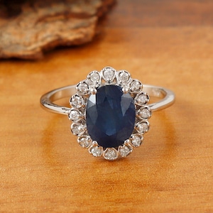 New Arrival 925 Sterling Silver Blue Sapphire Gemstone Ring Handmade Silver Stacking Ring Blue Sapphire Ring For Christmas Gift