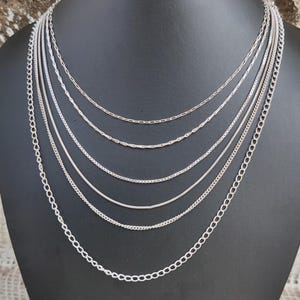 Cadena de collar minimalista de plata de ley: unisex, plata 925