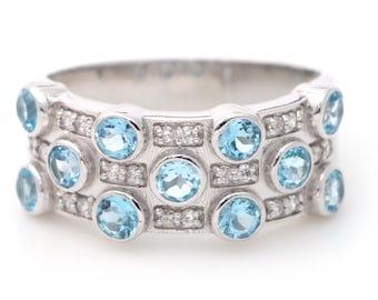 Sterling Silver Swiss Blue Topaz Ring: December Birthstone, Minimalist Promise Ring