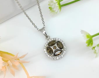 Handmade Sterling Silver Smoky Quartz Pendant, June Birthstone