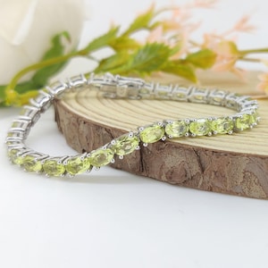 Natural Lemon Topaz Bracelet-Oval Gemstone Tennis Bracelet-925 Sterling Silver-Lemon Topaz Jewelry-November Birthstone Handmade Jewelry