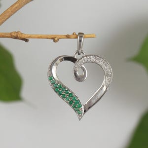 Natural Emerald Gemstone Pendant-925 Sterling Silver-Gemstone Heart Pendant-May Birthstone Jewelry-Green Emerald Jewelry-Mother&#39;s Day Gift