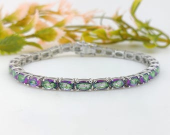 Bracciale Tennis In Topazio Mistico: Argento Sterling 925 - Foto 4