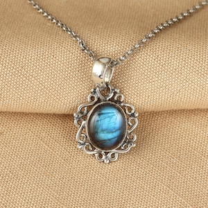 Pendentif en argent massif labradorite de feu bleu, créateur unique fait main, pendentif fait main, pendentif en argent sterling 925, pendentif bohème, cadeaux