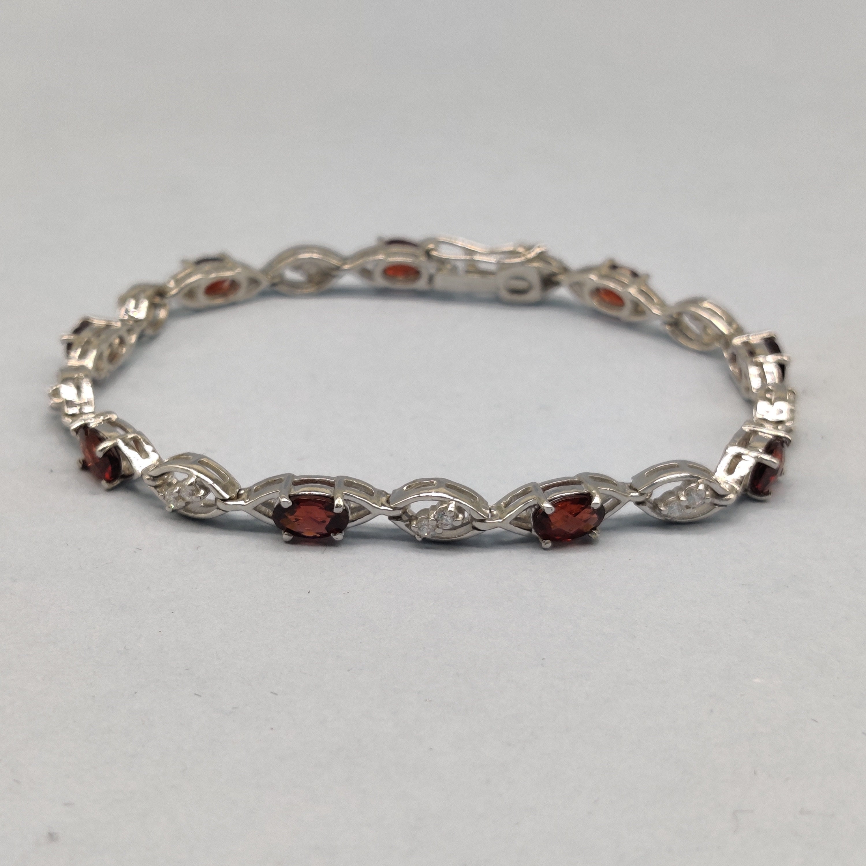 Natural Red Bracelet Sterling 925 Silver Tennis Etsy