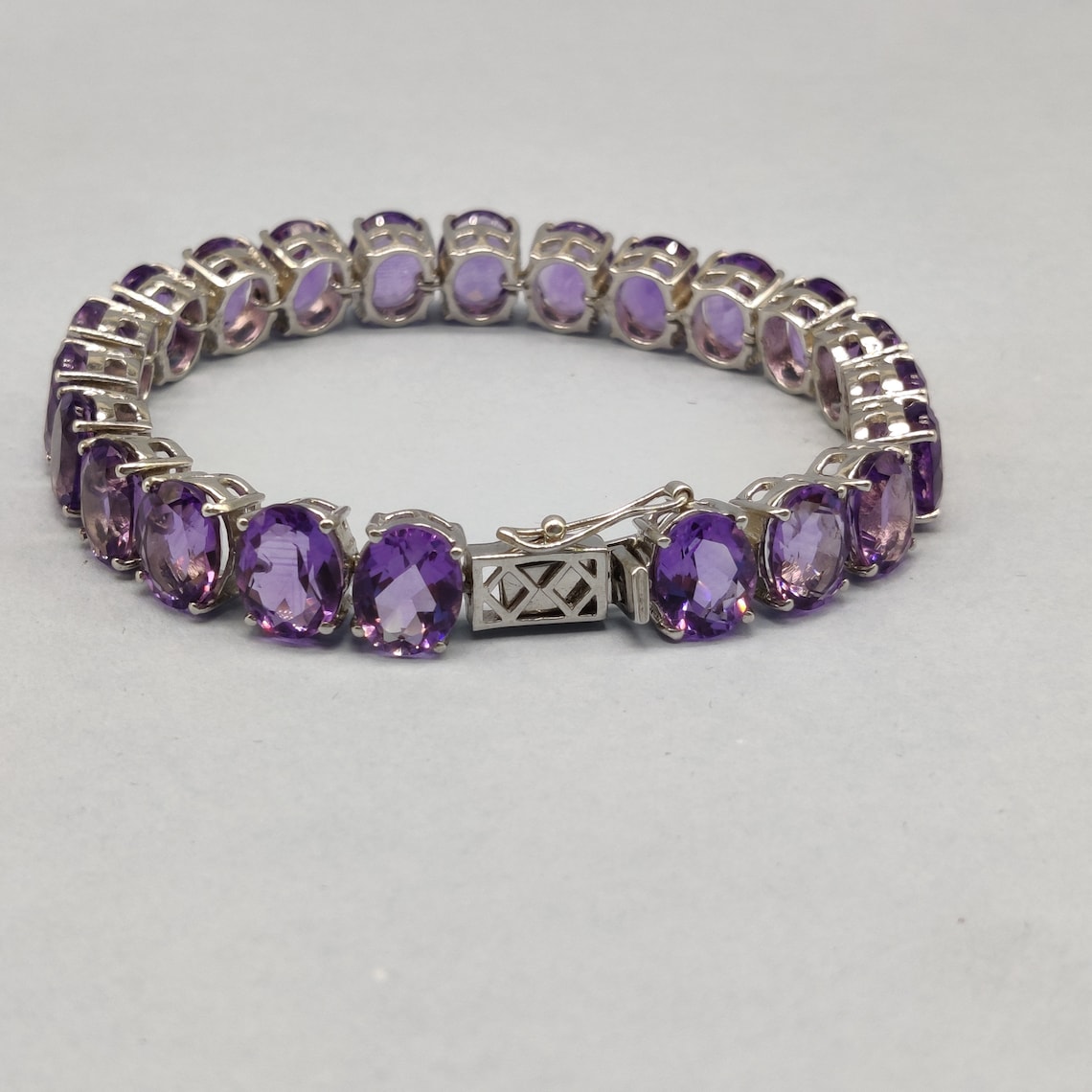 Silver Bracelet Natural Amethyst Bracelet 925 Sterling Etsy