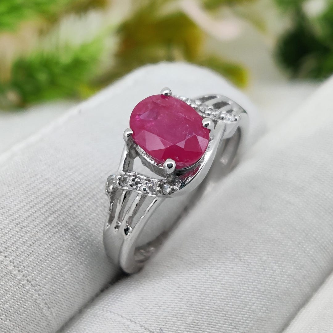 Handmade Ruby Statement Ring, Artisan Silver Gemstone Ring, Anniversary ...