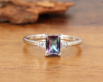 Mystic Topaz Ring, Sterling Silver Handmade Minimalist Jewelry