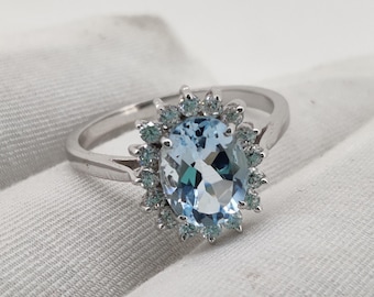 Blå topasring: Sterlingsilver med födelsesten i december till henne