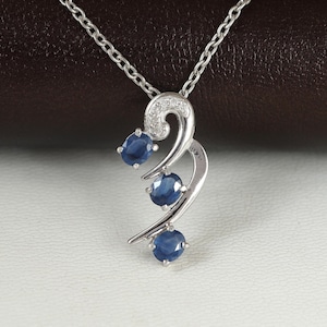 Genuine Blue Sapphire Pendant-Sterling Silver Pendant-5*4 mm Oval Sapphire Jewelry-Sapphire Necklace-Designer Gemstone Pendant-Gift For Her