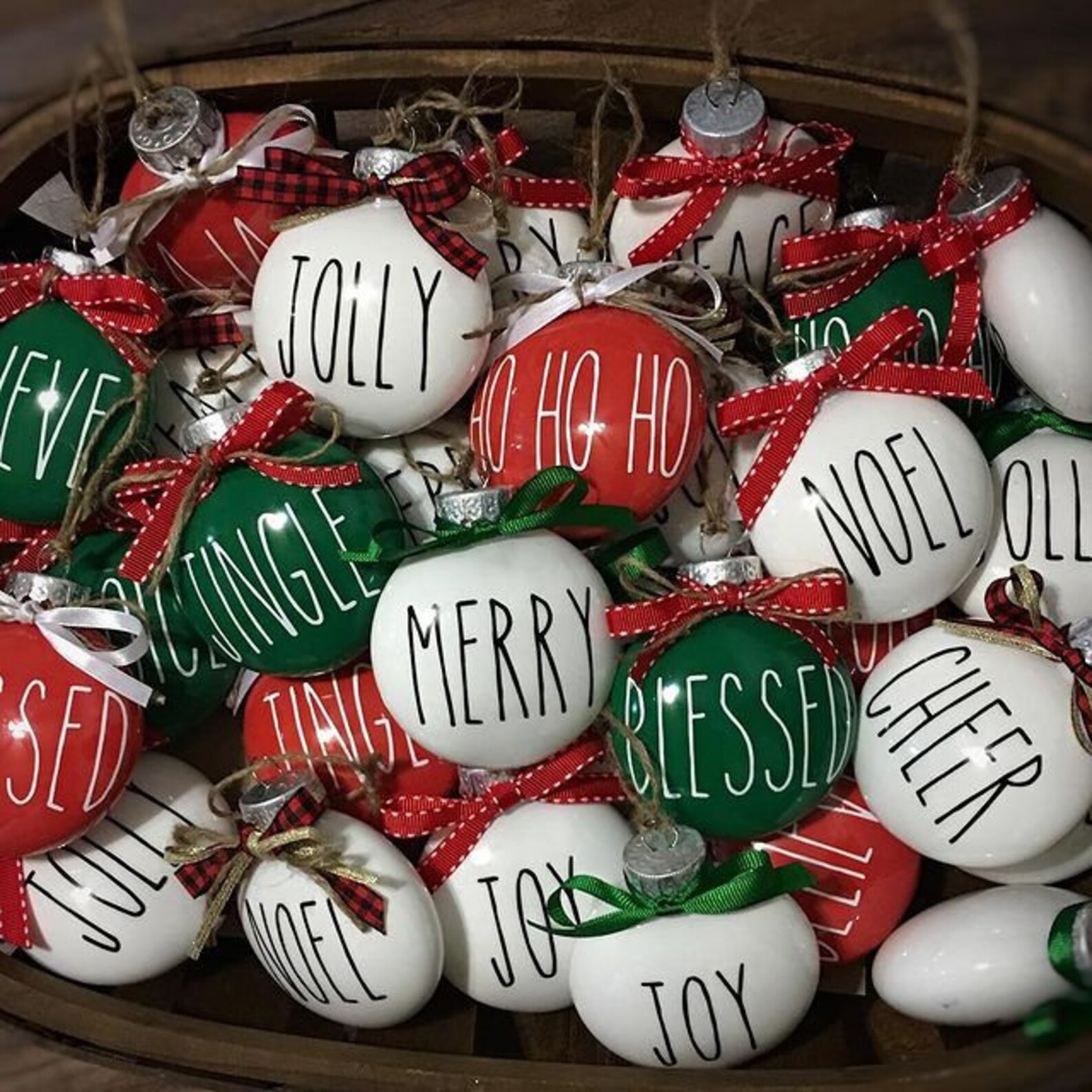 Rae Dunn Inspired Christmas Ornaments//Farmhouse Ornaments Etsy