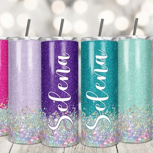 Personalized Holographic Faux Glitter Tumbler
