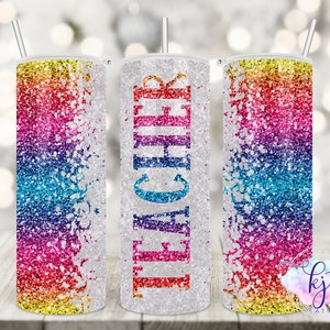 Personalized Teacher Faux Glitter Tumbler (Choice of Style)