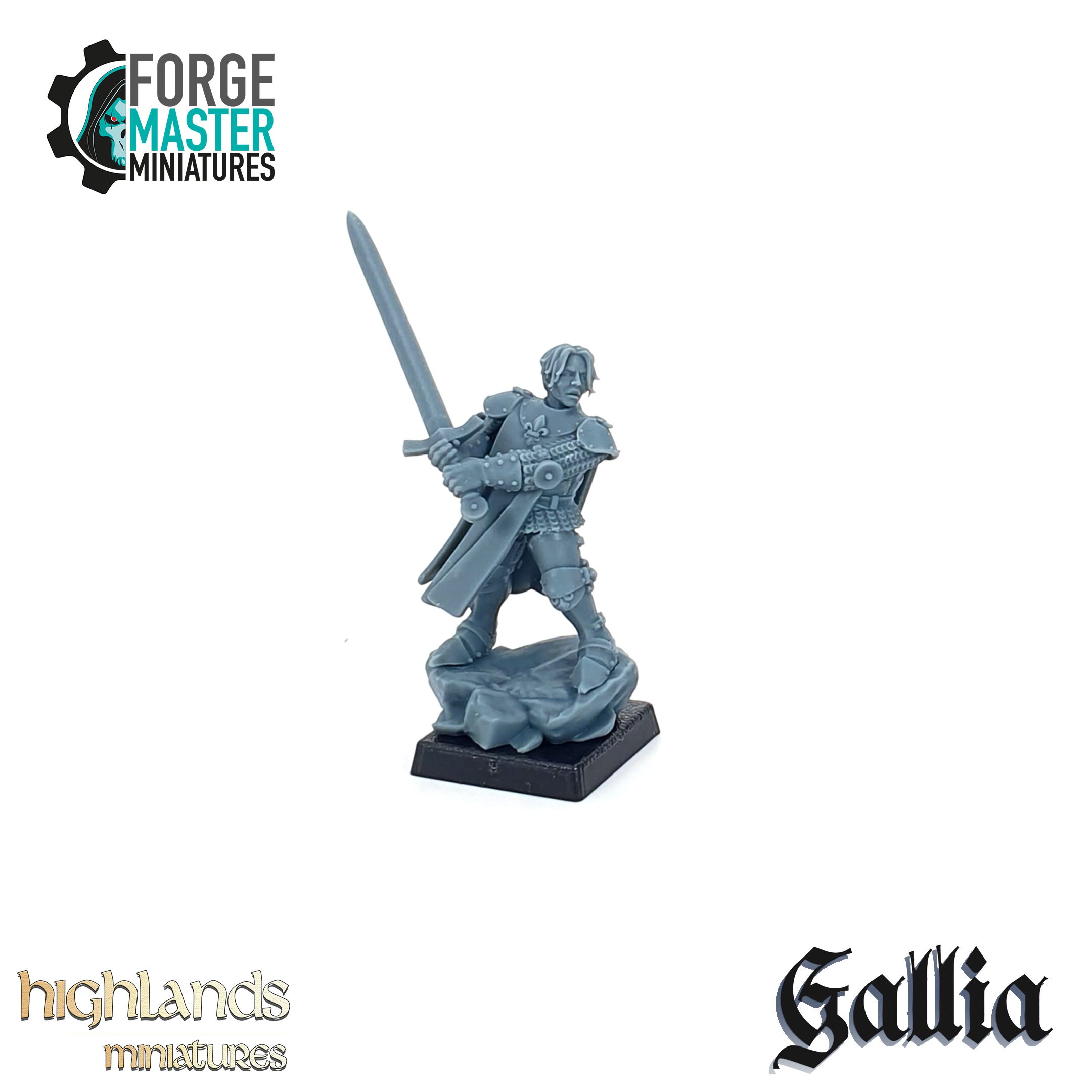 Signora Di Gallia Su Unicorno - Miniatura Highlands Stampata In 3D Per Esercito Gallia