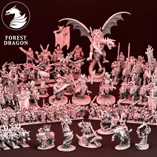 Mega ejército de saqueadores de Forest Dragon - Ejército de fantasía a escala de 10 mm para Warmaster y Epic Wargaming