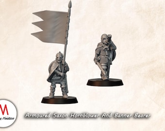 Armoured Saxon Hornblower and Banner Bearer