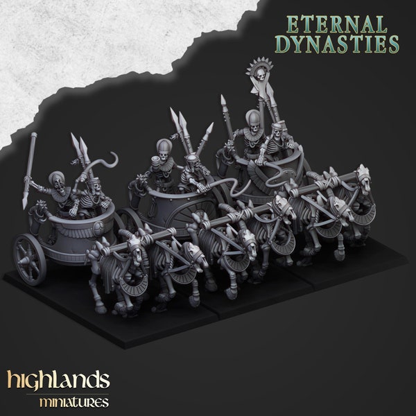 Eternal Dynasties Skeletal Chariots with Bows by Highlands Miniatures