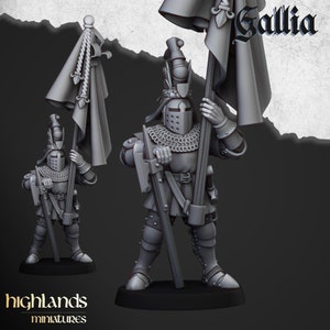 Knights of Gallia Standard Bearer by Highlands Miniatures