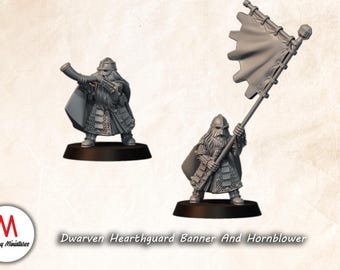 Dwarven Hearthguard Banner and Hornblower