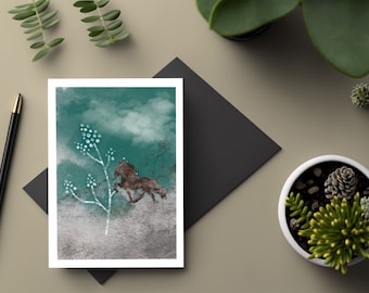 Tarjeta plegable con motivo de caballo islandés (varias variaciones 02) I