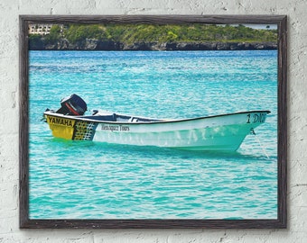 Kunst Dominicaanse Republiek – fotografieafdruk eiland motorboot