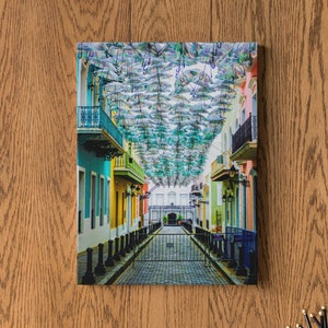Calle De La Fortaleza - Puerto Rico Art / Umbrella Street / Puerto Rico Wall Art / Puerto Rico Canvas Art / Puerto Rican Photography Print