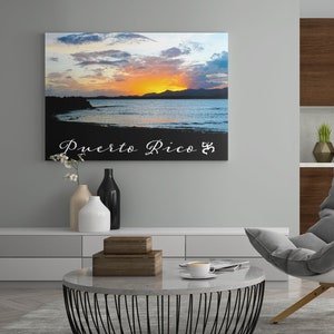 Caribbean Sunset Over Puerto Rico | Beach and Mountain Silhouette Photography Print – 11x14 to 24x36